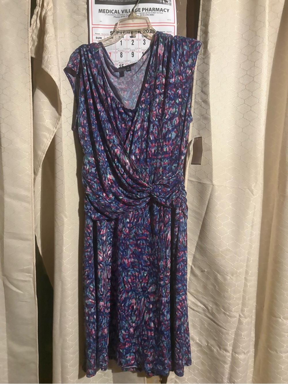 Sleeveless Twist-Front Multicolor Print Dress